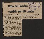 Casa de Camões vendida por 60 contos